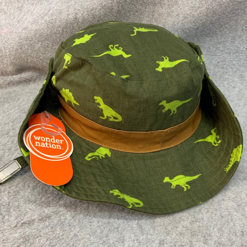 Dinosaur Print Kids Green Wonder Nation Bucket Hat Sun Protection OS